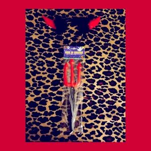 Sexy Devil VTG Y2K Devil Horns & Lightup Pitchfork Halloween 2-Piece Accessories